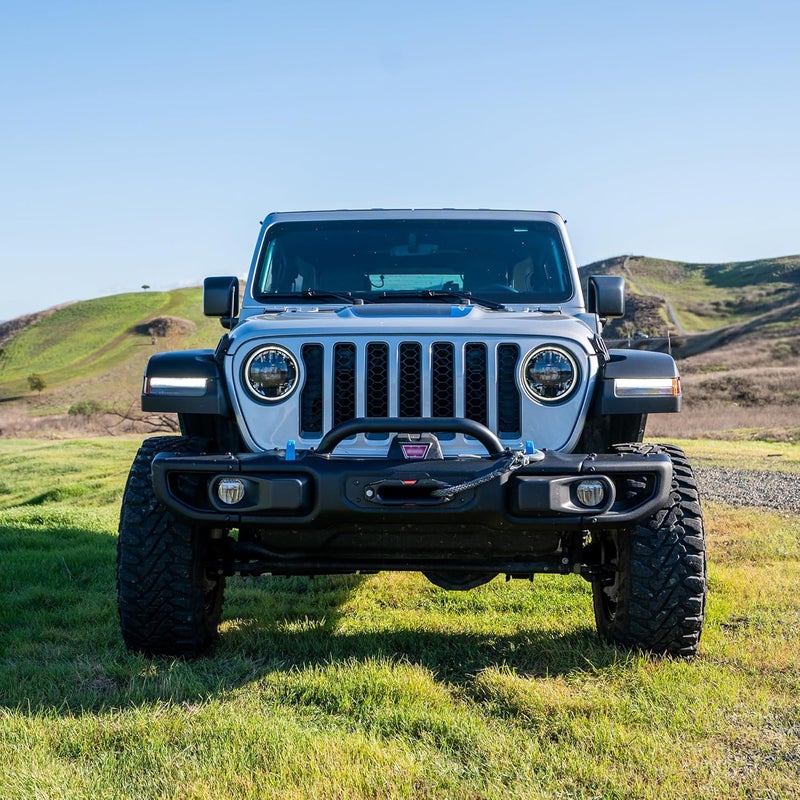 RockTrix Black Front Brush Guard, 3.12 inch Height to Clear Winch, Compatible with 2018+ Jeep Wrangler JL, 2019+ Gladiator JT - Steel Bar Grille Guard for Steel Rubicon Bumper - Image 2